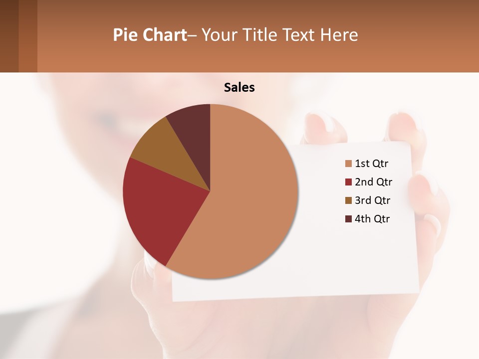 A Woman Holding A Business Card In Her Hand PowerPoint Template