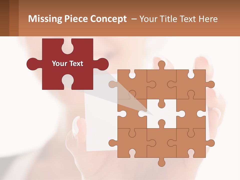 A Woman Holding A Business Card In Her Hand PowerPoint Template