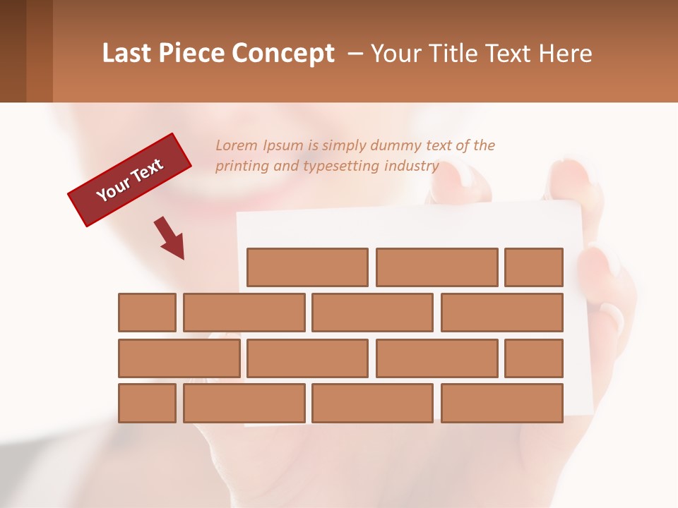 A Woman Holding A Business Card In Her Hand PowerPoint Template