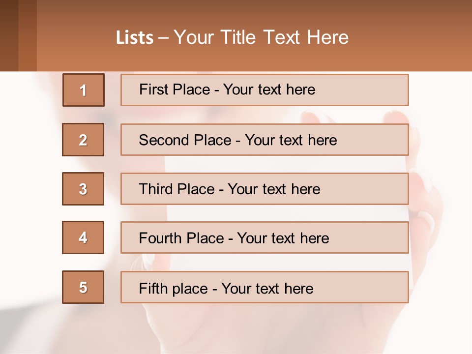 A Woman Holding A Business Card In Her Hand PowerPoint Template