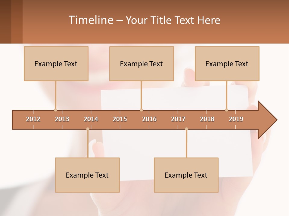 A Woman Holding A Business Card In Her Hand PowerPoint Template