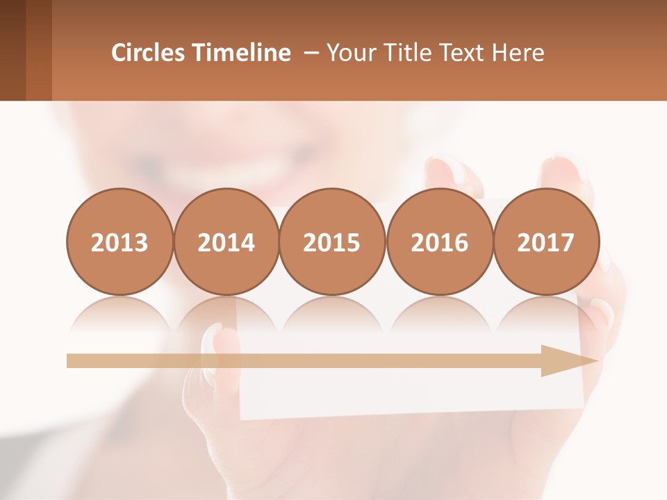 A Woman Holding A Business Card In Her Hand PowerPoint Template