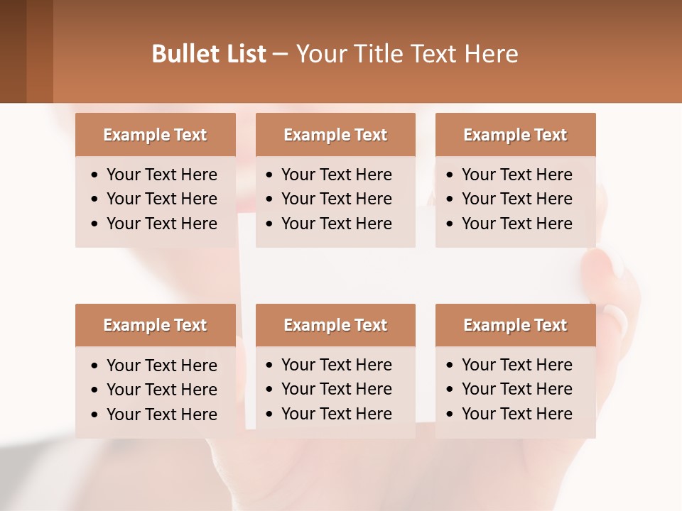 A Woman Holding A Business Card In Her Hand PowerPoint Template