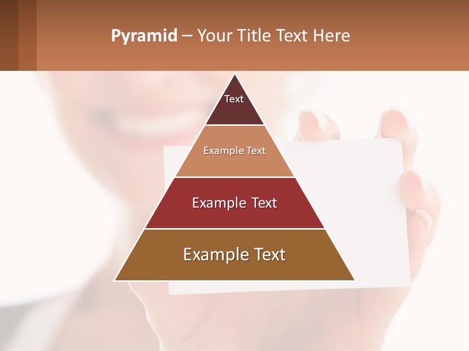 A Woman Holding A Business Card In Her Hand PowerPoint Template