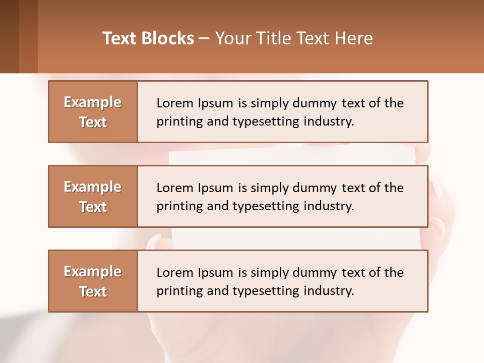 A Woman Holding A Business Card In Her Hand PowerPoint Template