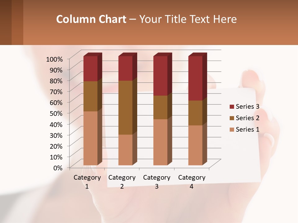 A Woman Holding A Business Card In Her Hand PowerPoint Template