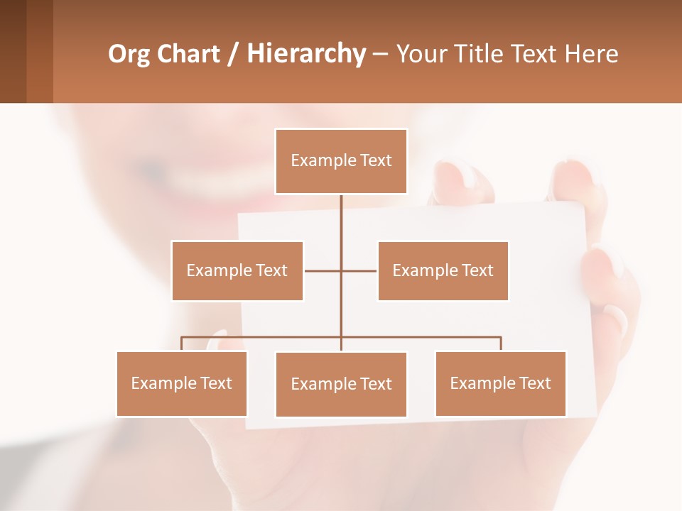 A Woman Holding A Business Card In Her Hand PowerPoint Template