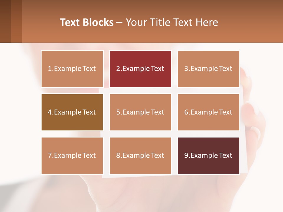 A Woman Holding A Business Card In Her Hand PowerPoint Template