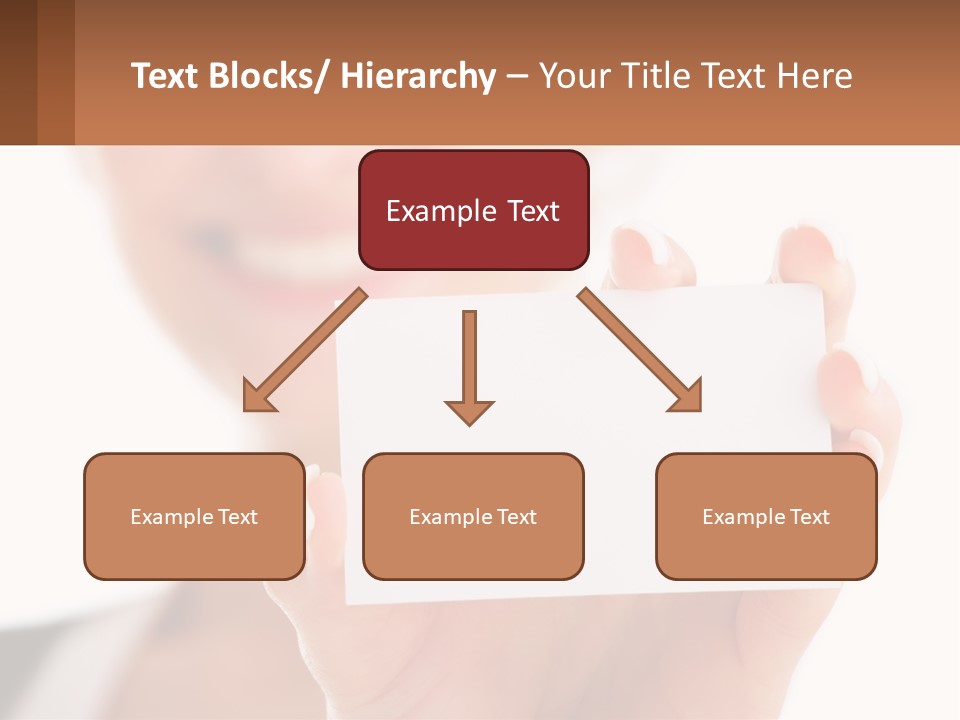 A Woman Holding A Business Card In Her Hand PowerPoint Template