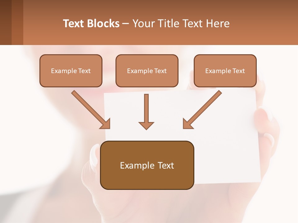 A Woman Holding A Business Card In Her Hand PowerPoint Template