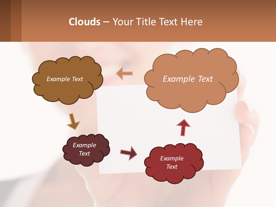 A Woman Holding A Business Card In Her Hand PowerPoint Template