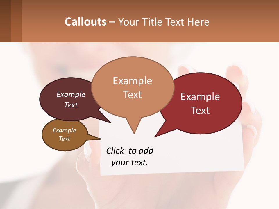 A Woman Holding A Business Card In Her Hand PowerPoint Template