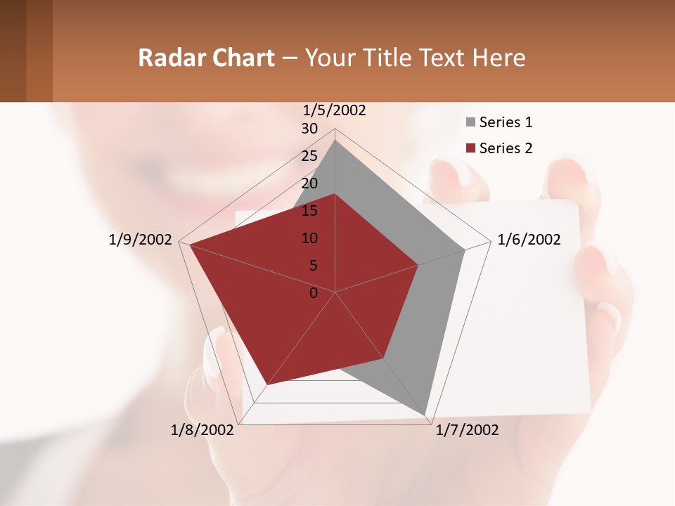 A Woman Holding A Business Card In Her Hand PowerPoint Template