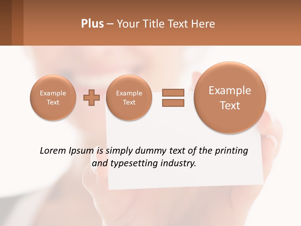 A Woman Holding A Business Card In Her Hand PowerPoint Template