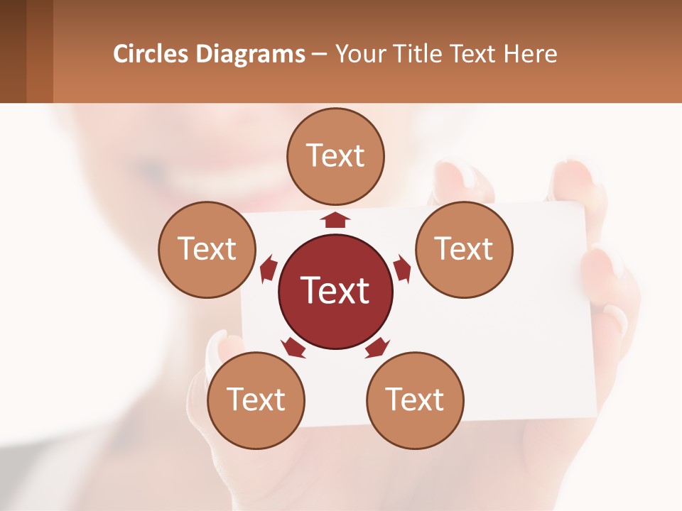 A Woman Holding A Business Card In Her Hand PowerPoint Template