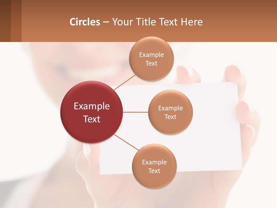 A Woman Holding A Business Card In Her Hand PowerPoint Template