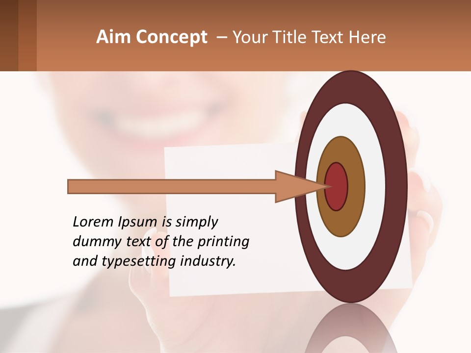 A Woman Holding A Business Card In Her Hand PowerPoint Template