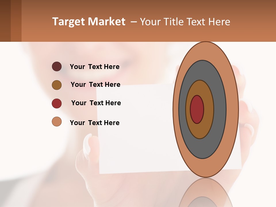 A Woman Holding A Business Card In Her Hand PowerPoint Template