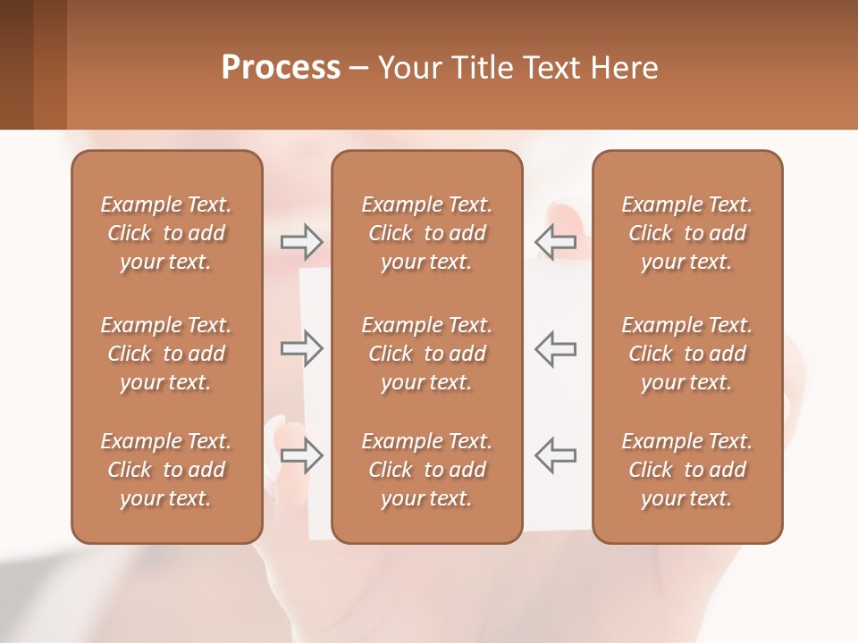 A Woman Holding A Business Card In Her Hand PowerPoint Template