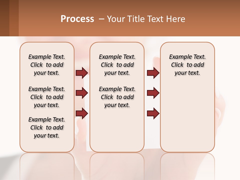 A Woman Holding A Business Card In Her Hand PowerPoint Template
