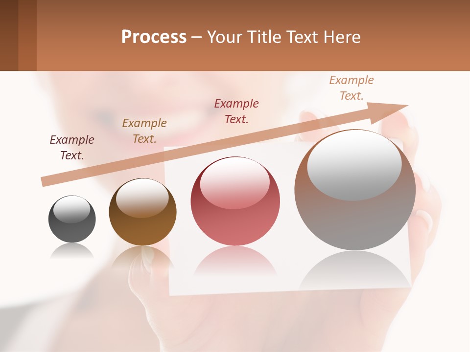 A Woman Holding A Business Card In Her Hand PowerPoint Template