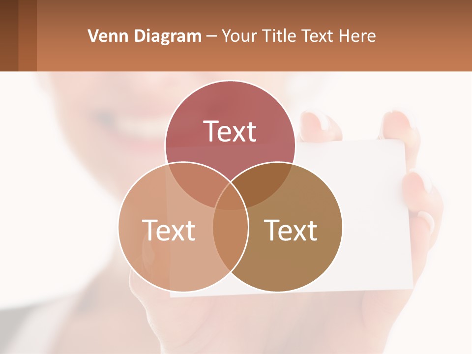 A Woman Holding A Business Card In Her Hand PowerPoint Template