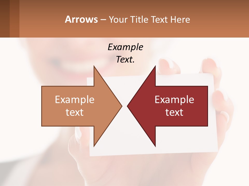 A Woman Holding A Business Card In Her Hand PowerPoint Template