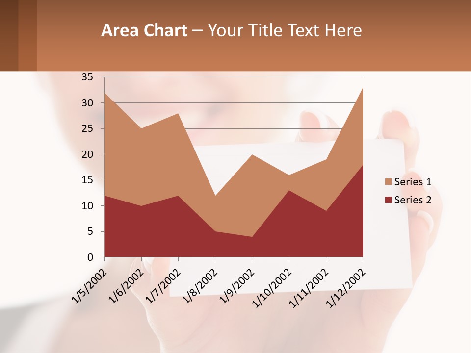 A Woman Holding A Business Card In Her Hand PowerPoint Template