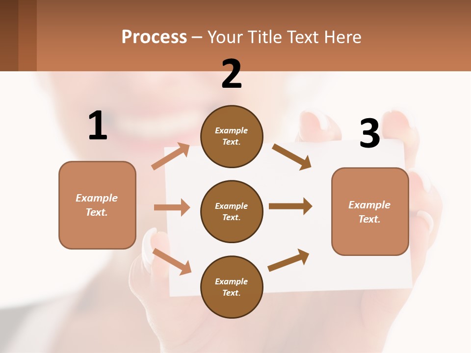 A Woman Holding A Business Card In Her Hand PowerPoint Template