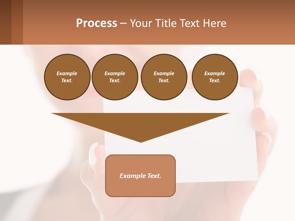 A Woman Holding A Business Card In Her Hand PowerPoint Template