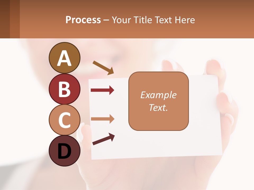 A Woman Holding A Business Card In Her Hand PowerPoint Template