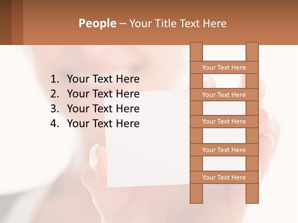 A Woman Holding A Business Card In Her Hand PowerPoint Template