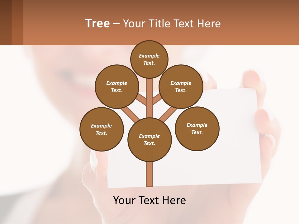 A Woman Holding A Business Card In Her Hand PowerPoint Template