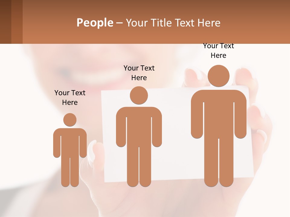 A Woman Holding A Business Card In Her Hand PowerPoint Template