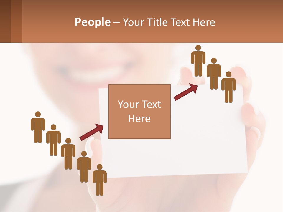 A Woman Holding A Business Card In Her Hand PowerPoint Template