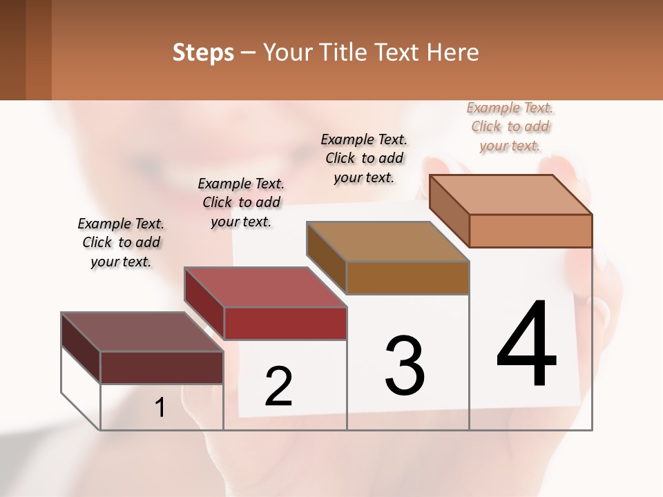 A Woman Holding A Business Card In Her Hand PowerPoint Template