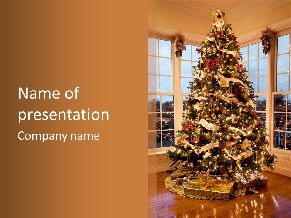 Illuminated Home Christmas PowerPoint Template