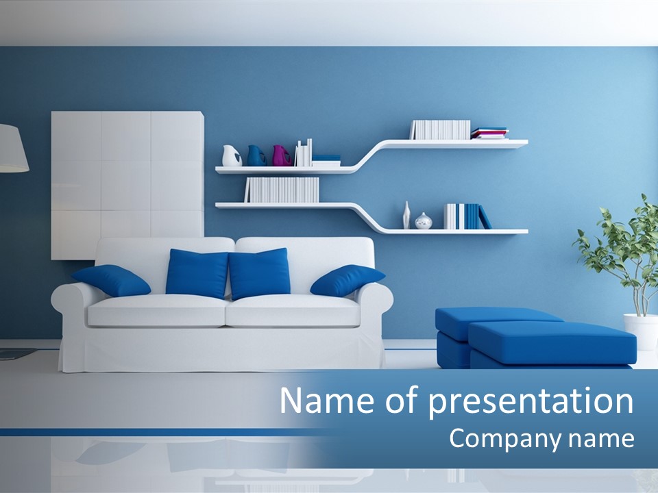 Vase Cushion Shelves PowerPoint Template