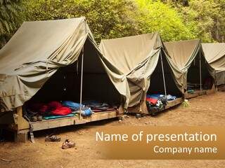 Campground Several Tent PowerPoint Template