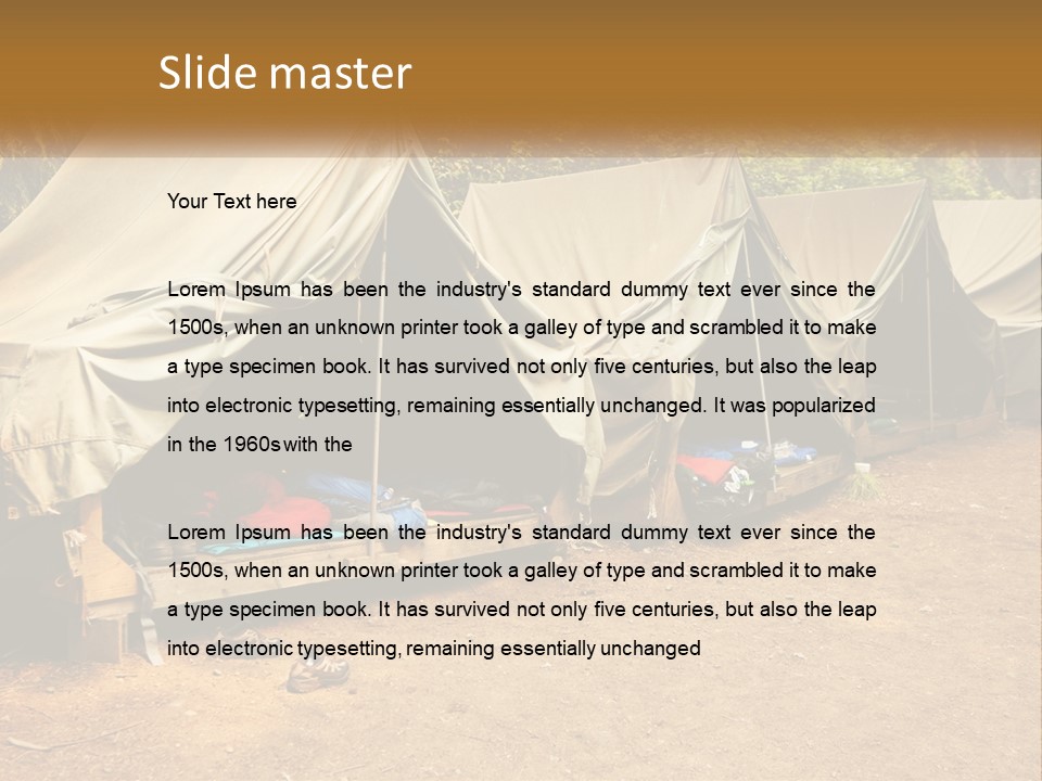 Campground Several Tent PowerPoint Template