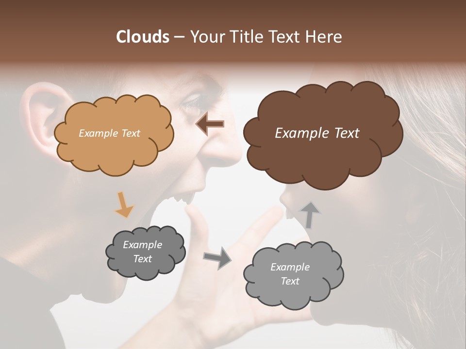A Woman Yelling At A Man With His Mouth Open PowerPoint Template