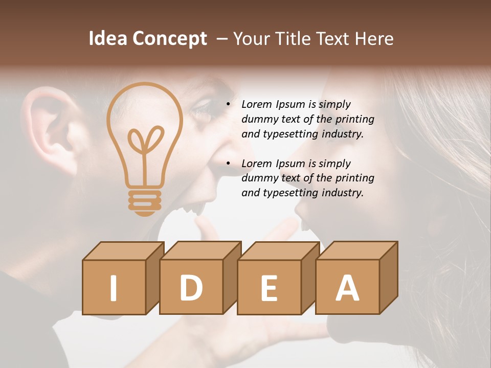 A Woman Yelling At A Man With His Mouth Open PowerPoint Template