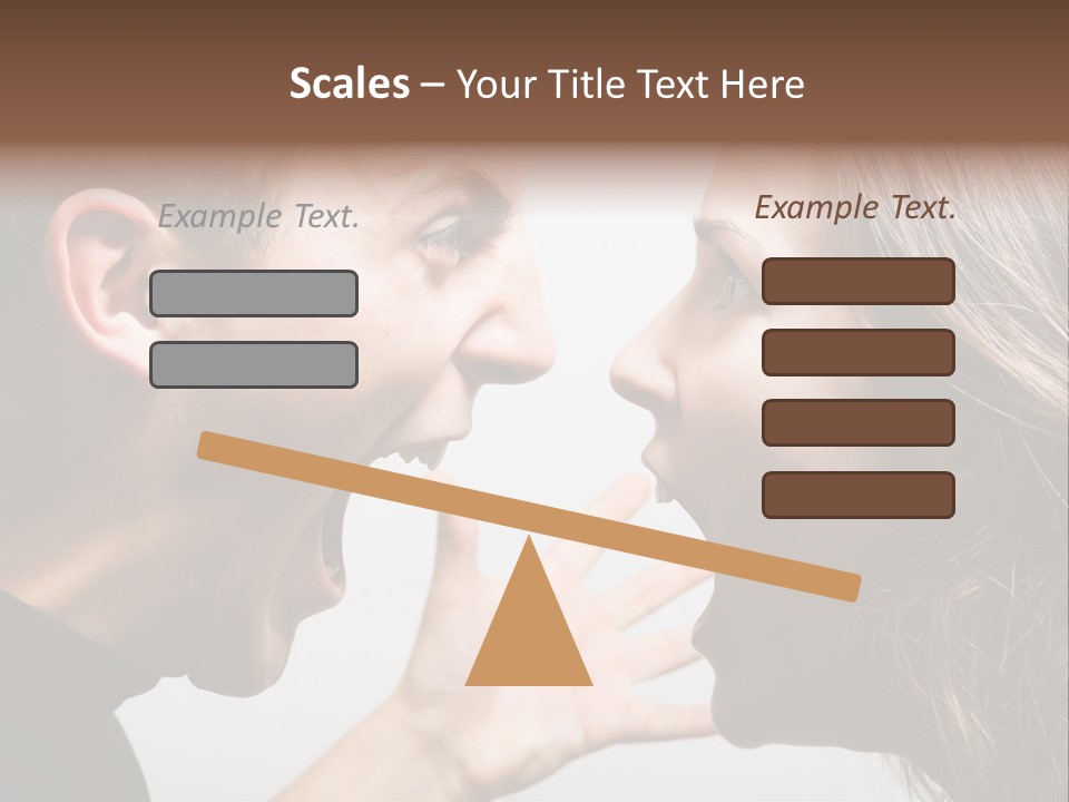 A Woman Yelling At A Man With His Mouth Open PowerPoint Template