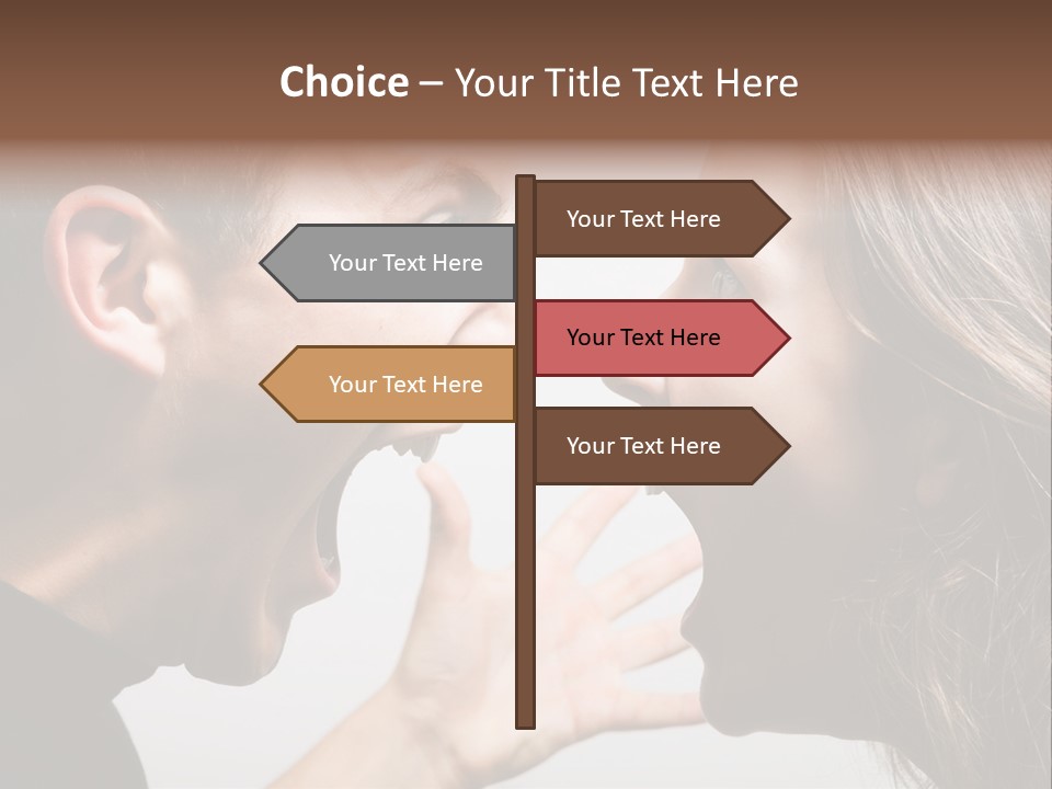 A Woman Yelling At A Man With His Mouth Open PowerPoint Template