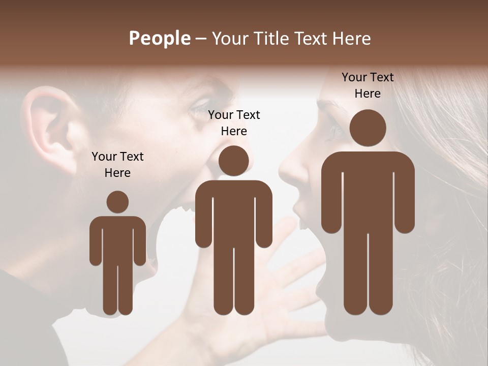 A Woman Yelling At A Man With His Mouth Open PowerPoint Template