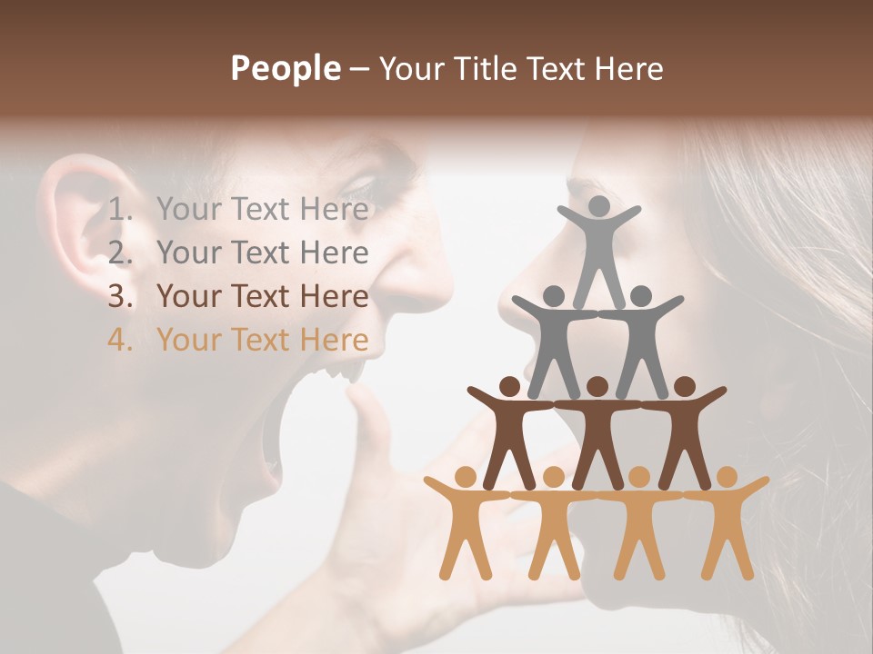 A Woman Yelling At A Man With His Mouth Open PowerPoint Template