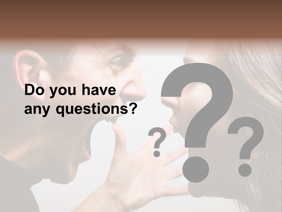 A Woman Yelling At A Man With His Mouth Open PowerPoint Template