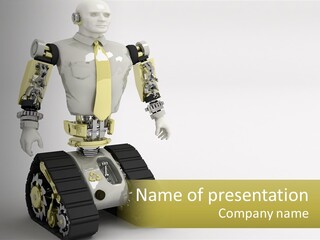 Artificial White Bot PowerPoint Template