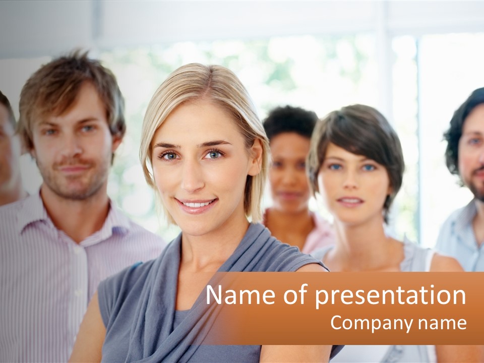 A Group Of People Standing Together In A Line PowerPoint Template
