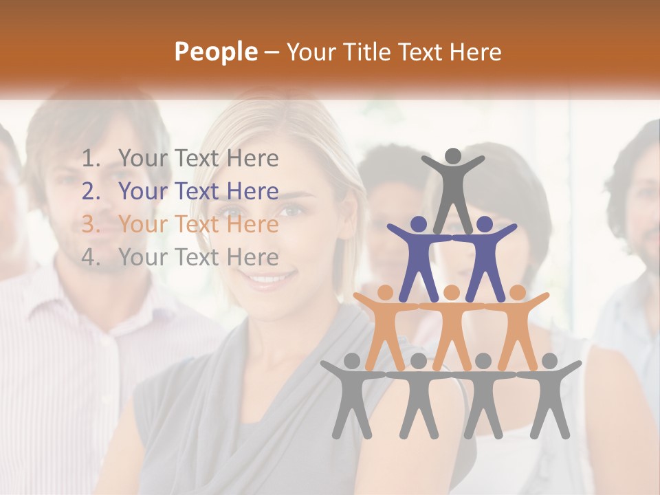 A Group Of People Standing Together In A Line PowerPoint Template